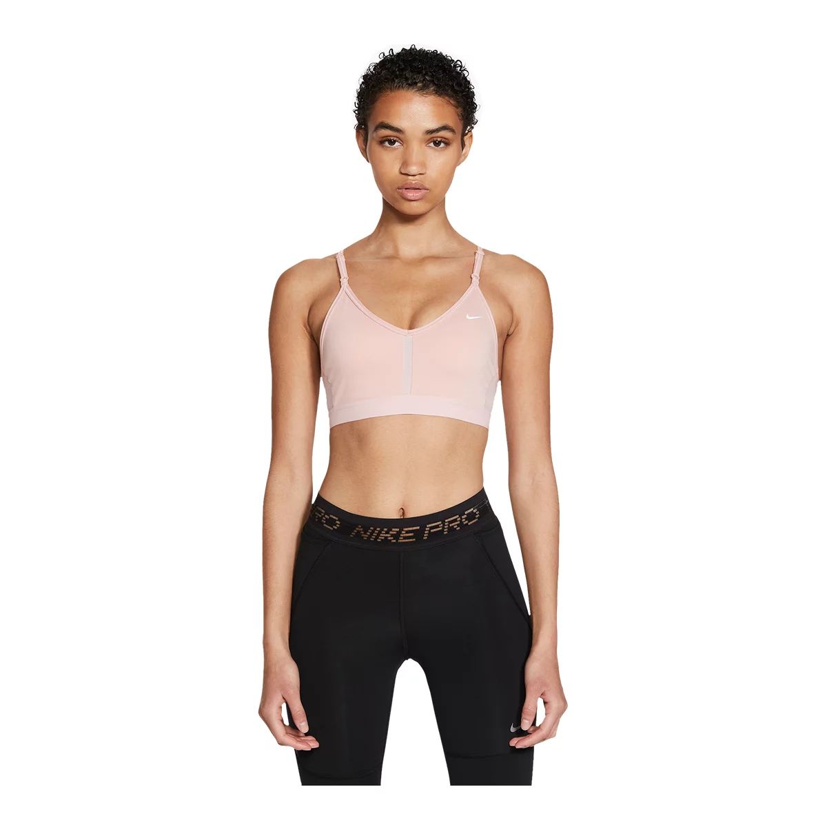 Nike Women's Athletic Swoosh Light Pink Dri Fit Sports Bra Size XL for sale  online