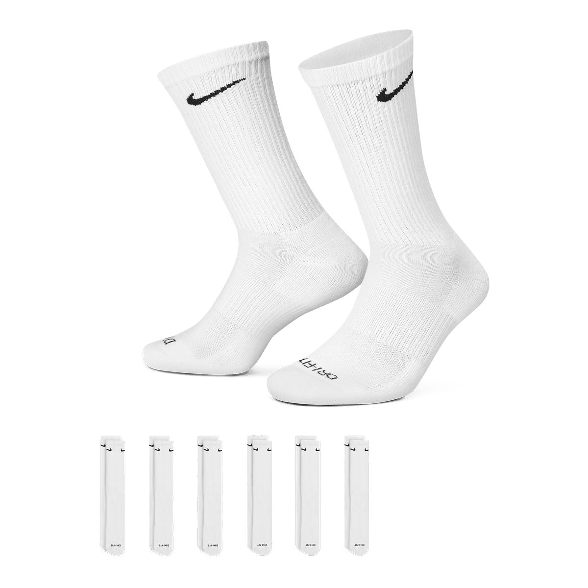 Nike Everyday Plus 6 Pack Black Crew Socks